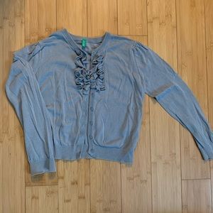 Benetton girls’ grey cotton sweater size 140cm/8-9yrs